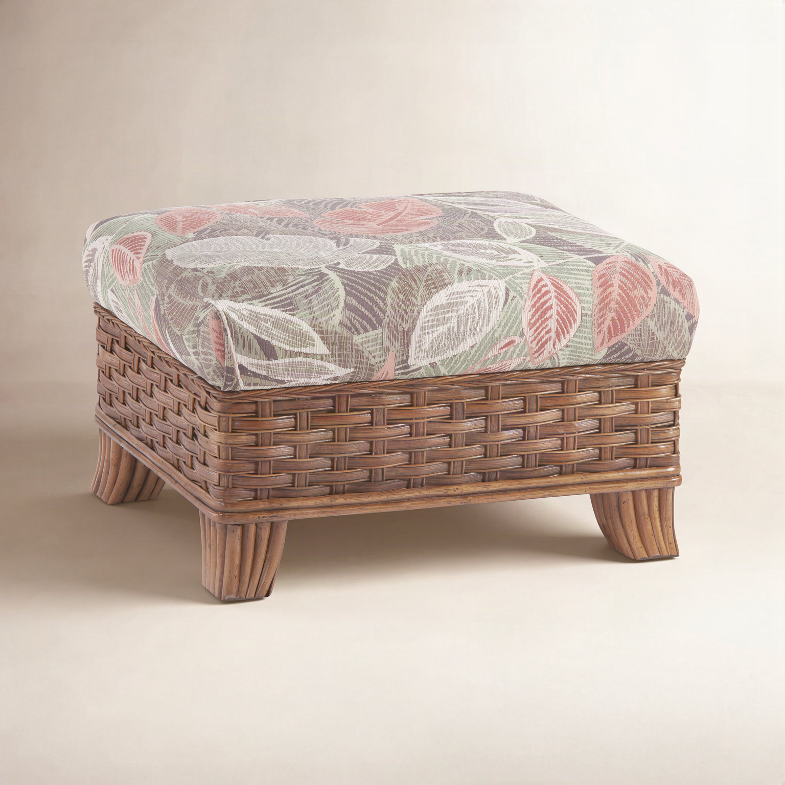 Somerset Upholstered Ottoman, Bisque, Gray Sugar Performance