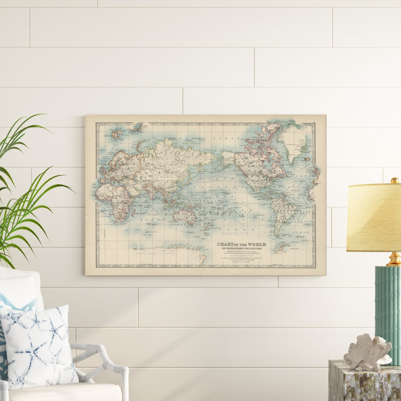 Carte du monde de Johnston, H 32 po x l 48 po x P 1 po