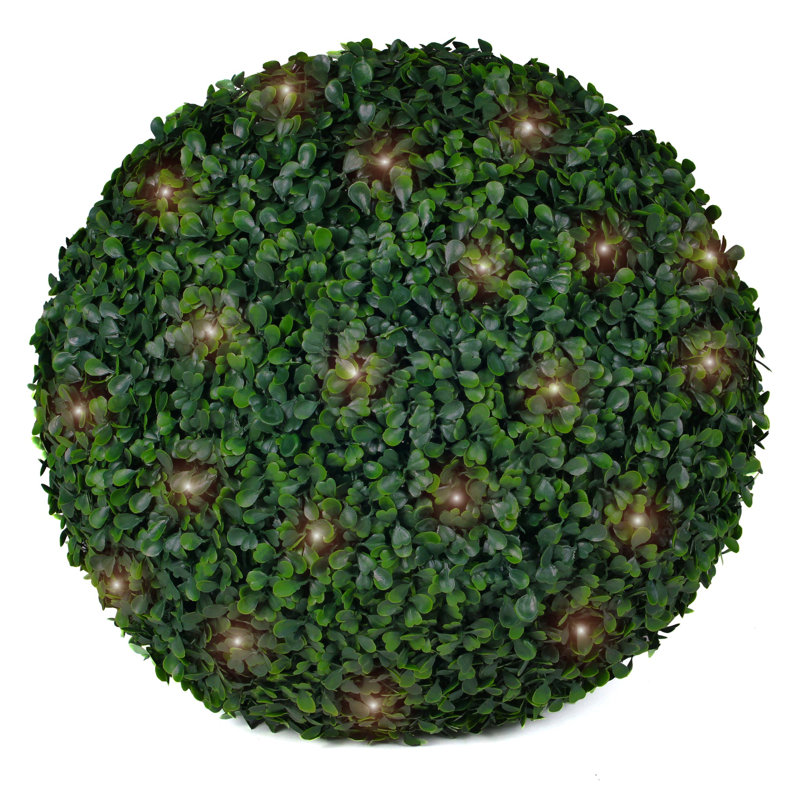 15" Green Plastic Boxwood Lighted Topiary Ball