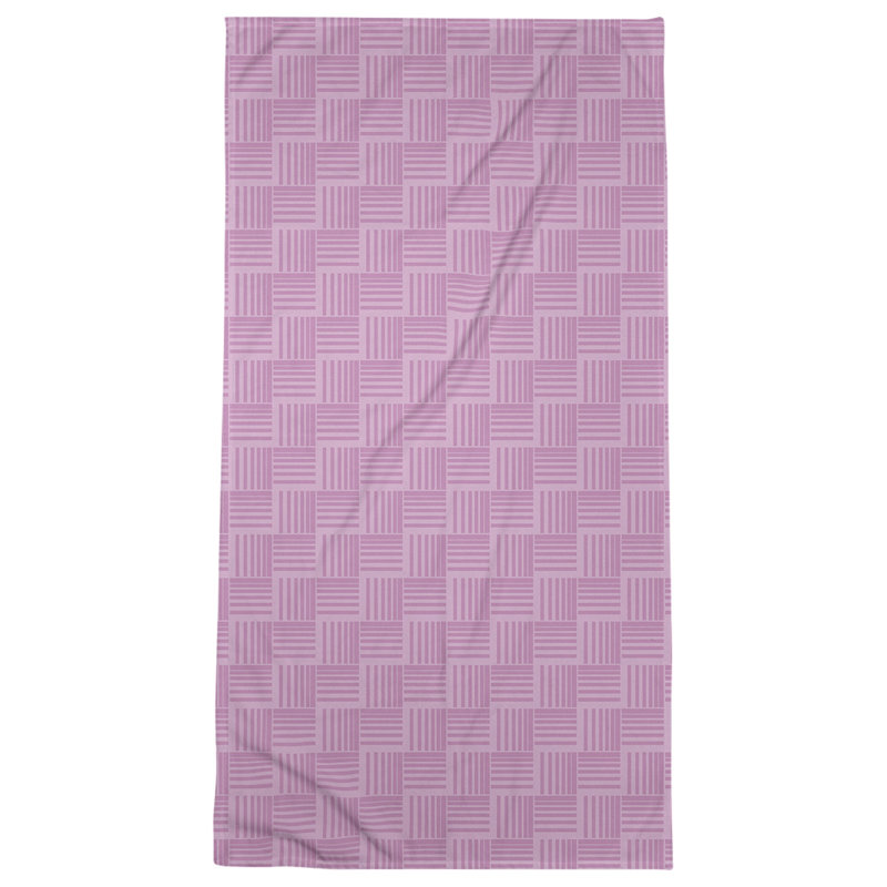 Serviette de bain à rayures Baskettressée classique, Rose Thulian / rose clair