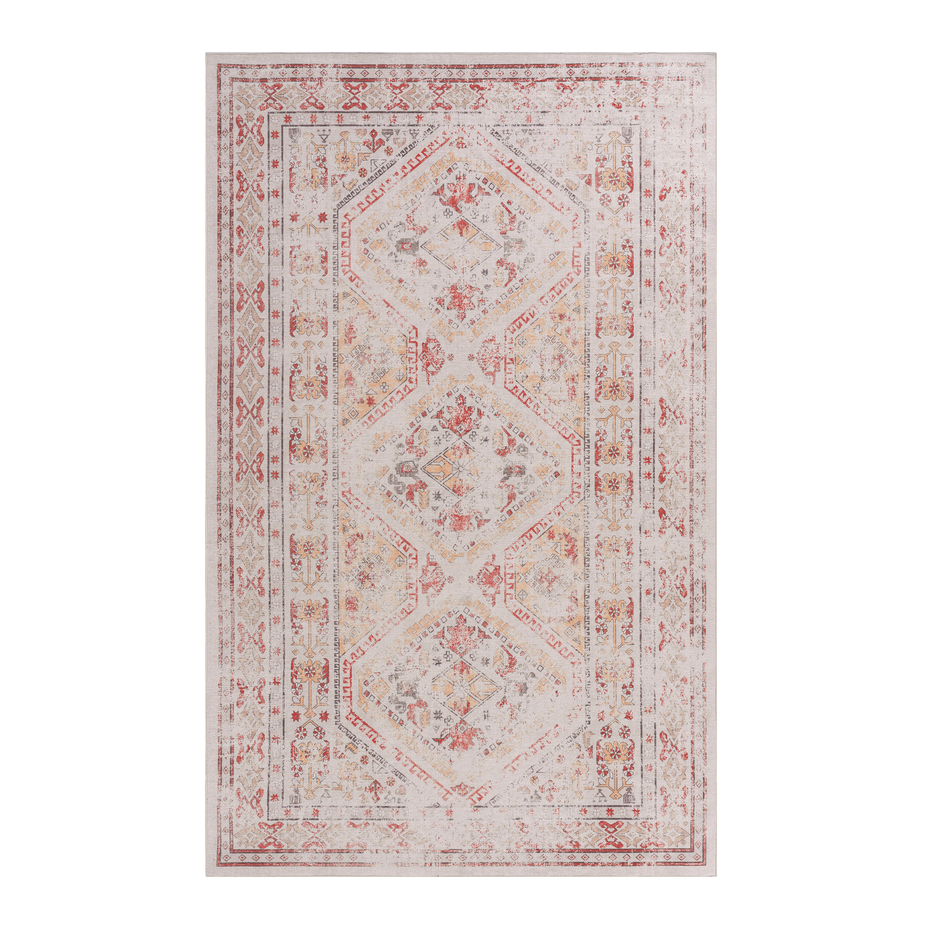 Bungalow Rose MAVAL Beige Washable Rug, Oriental Rug for Living Room ...