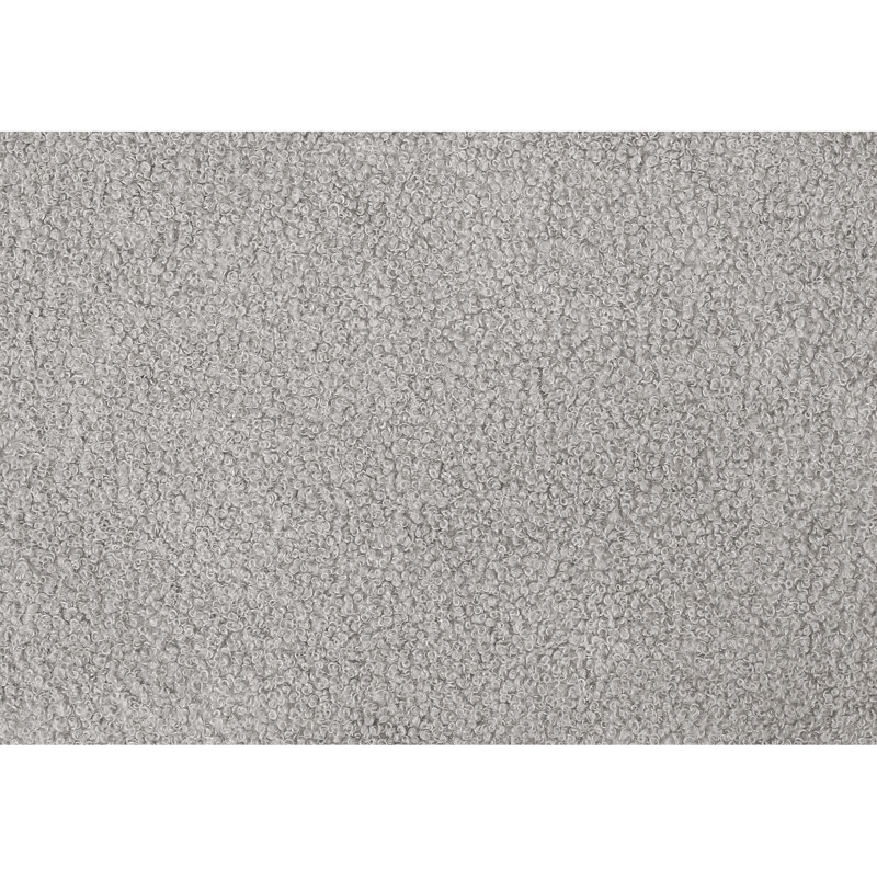 Structure de lit simple, tissu bouclé gris, look transitionnel, utilisation juvénile, lattes en bois massif, style rembourré confortable et pratique pour les jeunes, Boucle