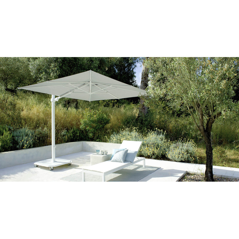 216'' W Sunbrella® Cantilever Umbrella, Alu Teak, Silver Anodized, Canvas Natural Sunbrella® Canvas