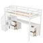 Lit mezzanine blanc simple avec bureau et double rangement - Bois de pin pour une chambre à coucher à couper le souffle et une structure stable-232953100