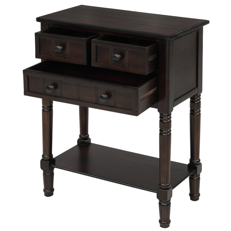 Weinman Modern Rustic Narrow Console Table with 3 Drawers and Bottom Shelf for Hallways, Entryways, or Behind Sofas, Espresso