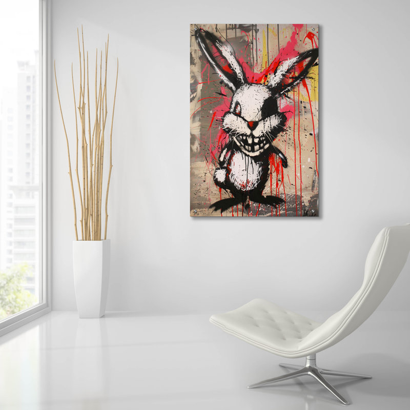 «Scary Bunny» par Andreas Magnusson, art mural en verre acrylique, H 36 po x l 24 po x P 0,2 po