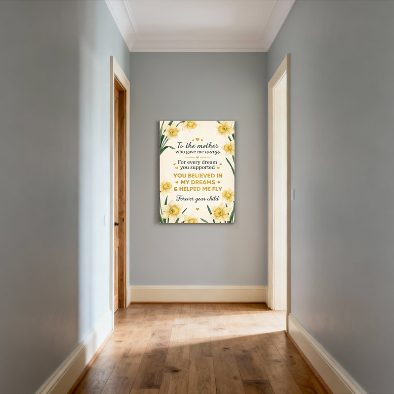 Tableau sur toile à motif de jonquilles pour la fête des Mères, idéal pour la décoration intérieure et comme cadeau.