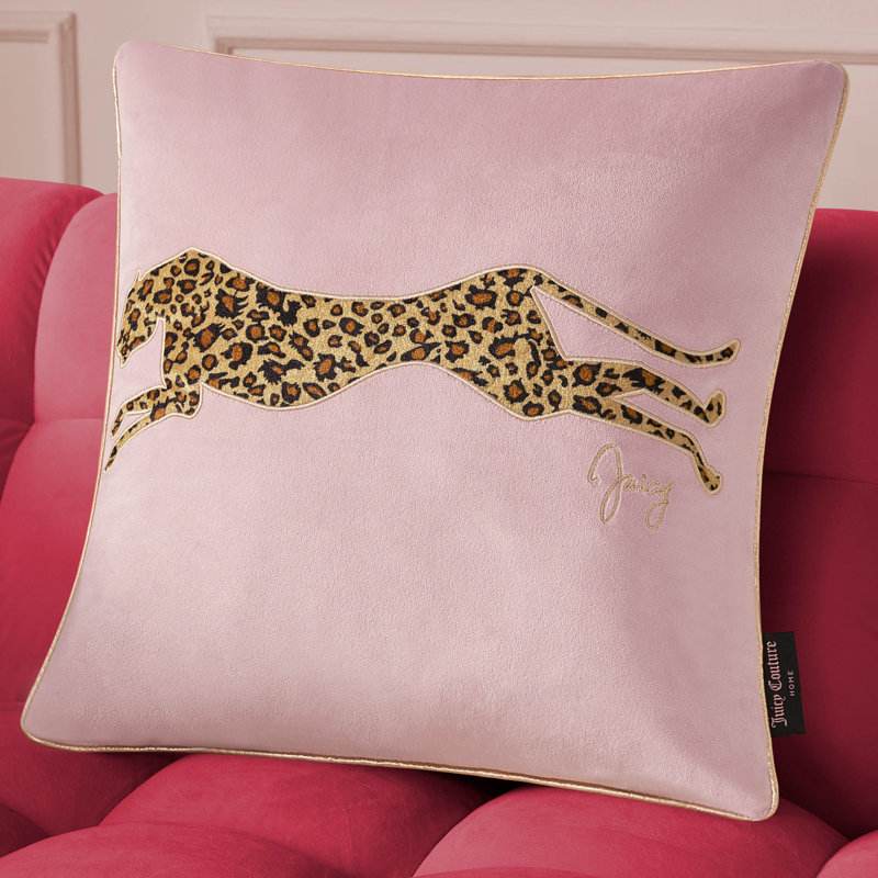 Juicy Couture Velvet Cheetah Plush Decorative Pillows, Blush, Rectangle 14" x 24"