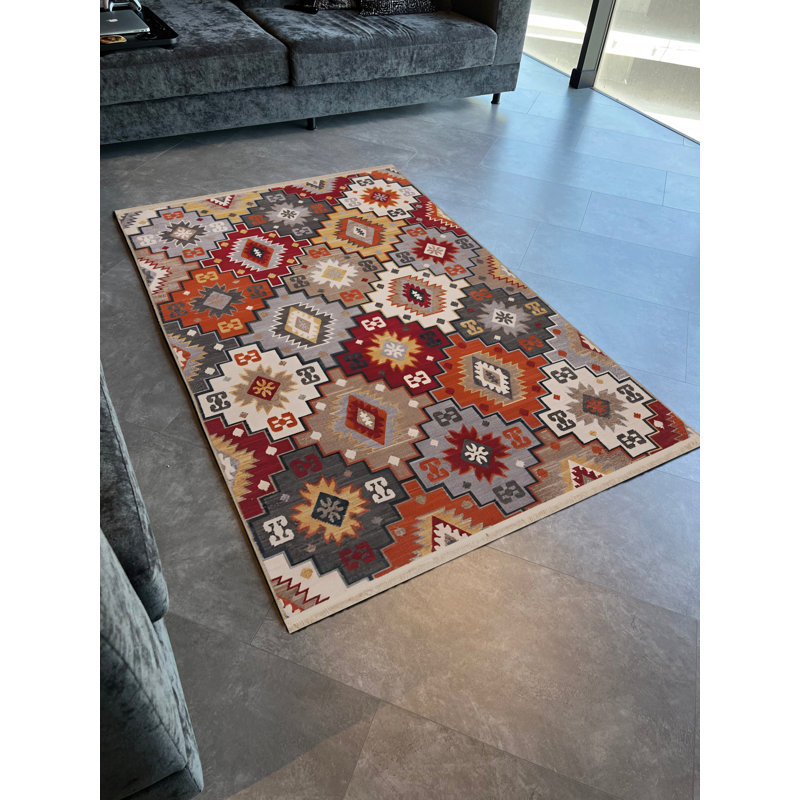Tapis décoratif multicolore, Rectangle 4 pi 11,06 po x 7 pi 6,55 po