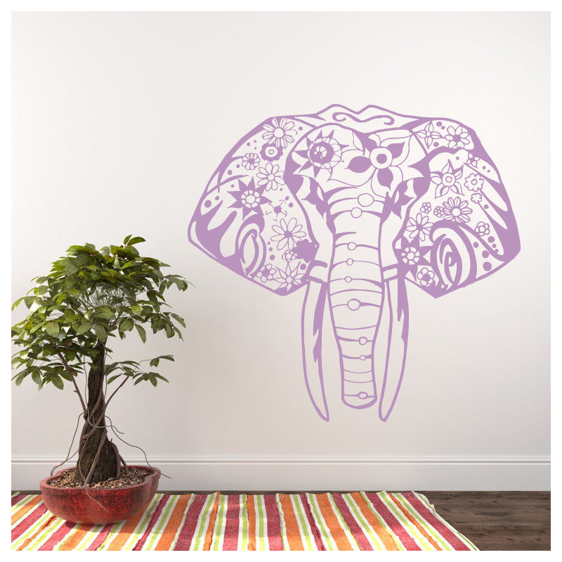 Décalcomanie murale éléphant yoga Litton, Lilas