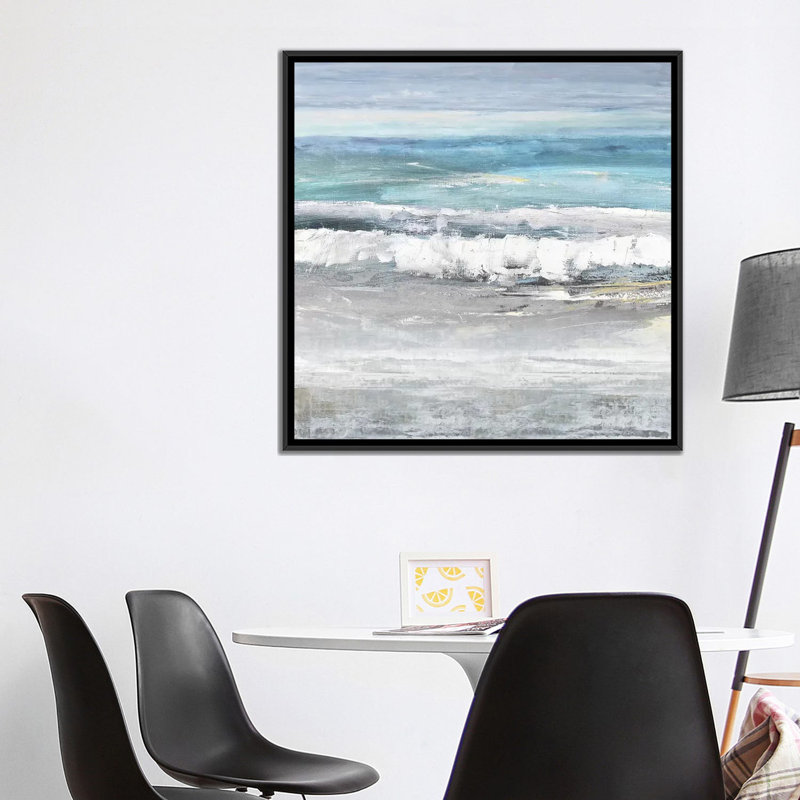 « marées i », reproduction d’art sur toile tendue, H 18 po x l 18 po x P 1,5 po, Toile avec cadre noir, Pas de tapis