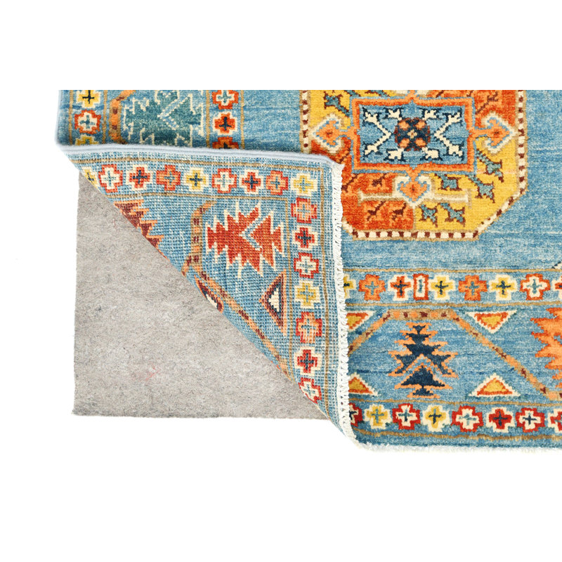 Tapis oriental tribal 3 x 9 bleu One-of-a-Kind