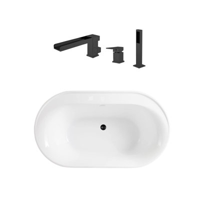 66'' x 32.50'' Freestanding Soaking Acrylic Bathtub with Faucet