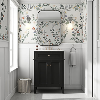 Meuble-lavabo de salle de bain avec portes, tiroir basculant et lavabo