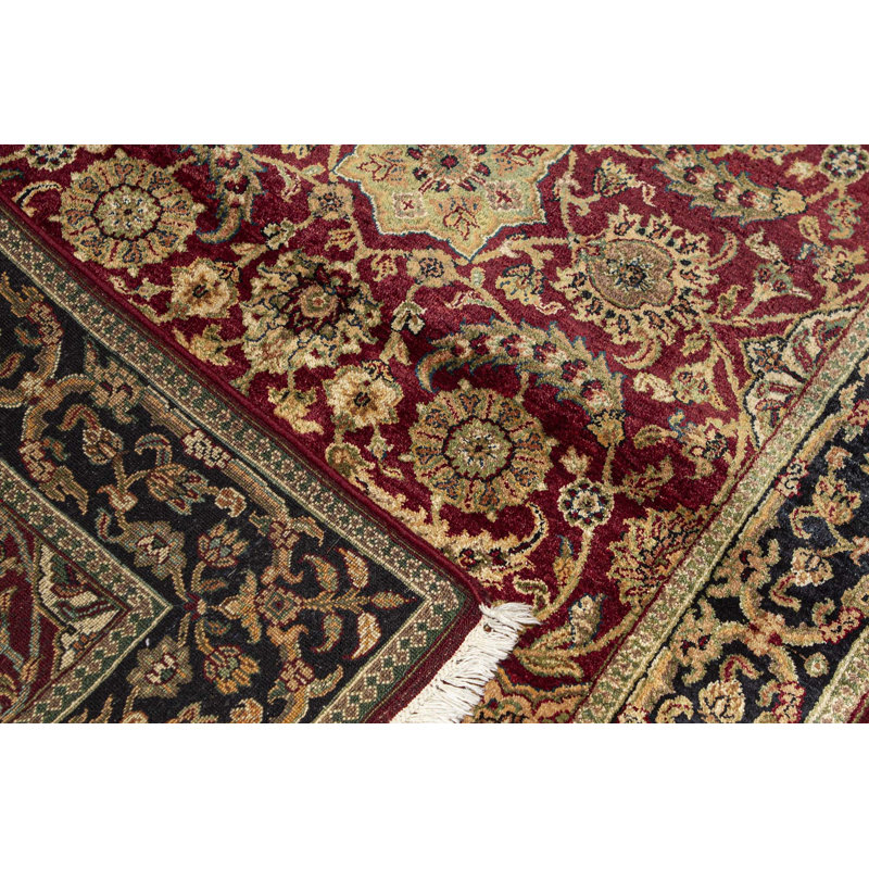Hand-Knotted High-Quality Red and Black Area Rug
