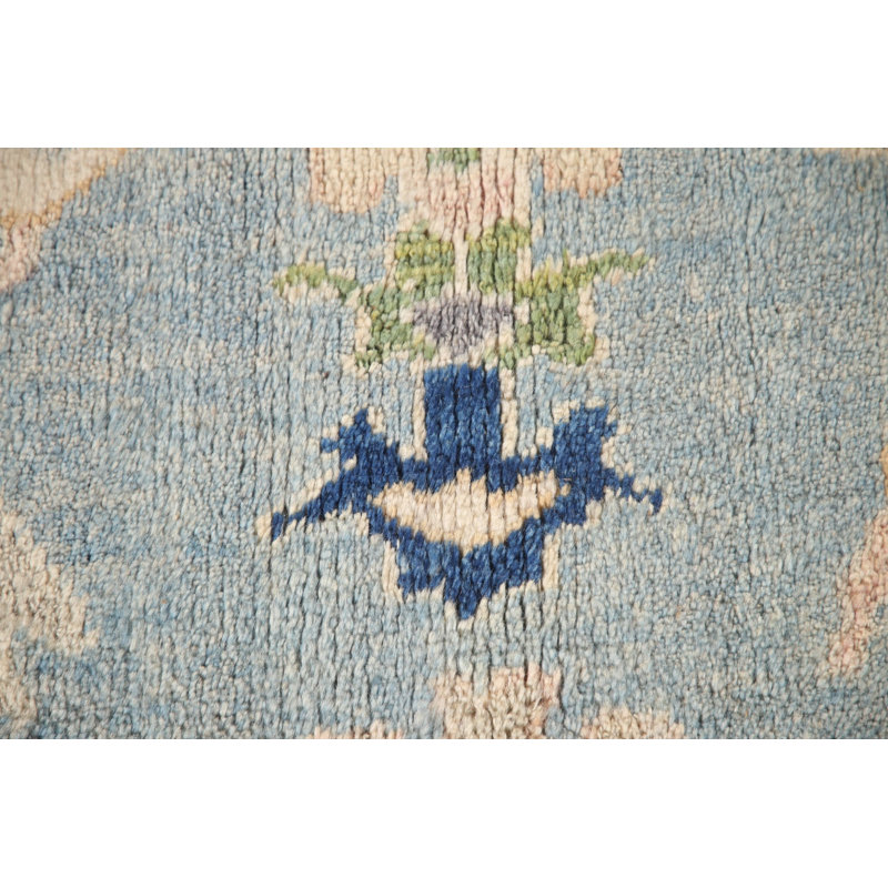 Handmade Blue Oushak Turkish Area Rug 9