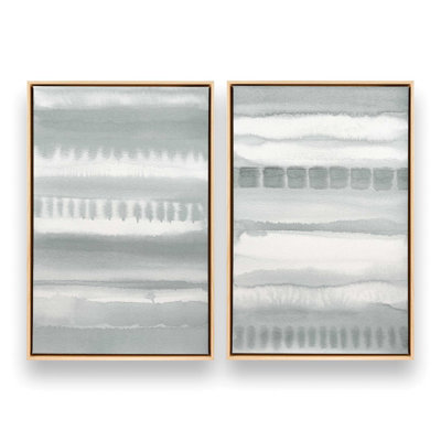 Soft Gradient Stripes Set of 2 Canvas Prints in a Silver Frame, 48" x 32"