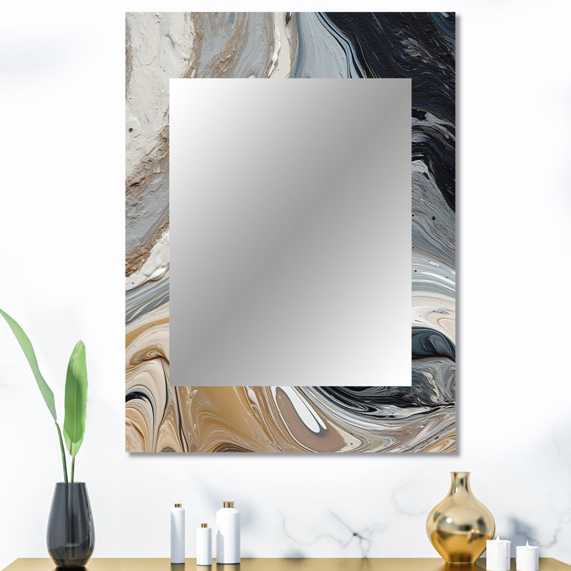 Symphonie aquarelle grise et noire, miroir mural décoratif gris, impression d'art en métal, 40 po x 30 po