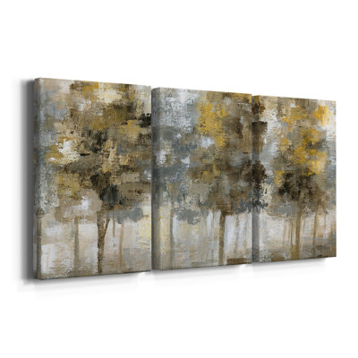Arbres en lin - Toile tendue avec châssis de qualité supérieure - Prêt à être accroché