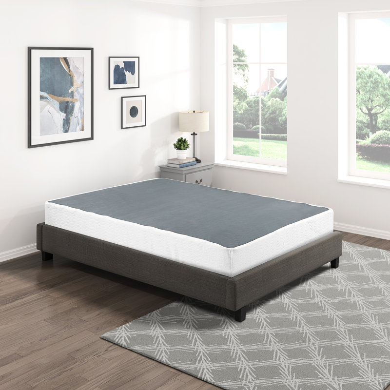 Sommier double - tissu texturé, structure de literie en tissu noir, chambre à coucher