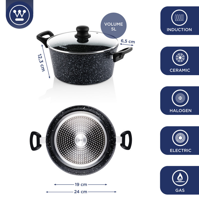 Westinghouse 5L Non-Stick Aluminium Round Casserole Dish