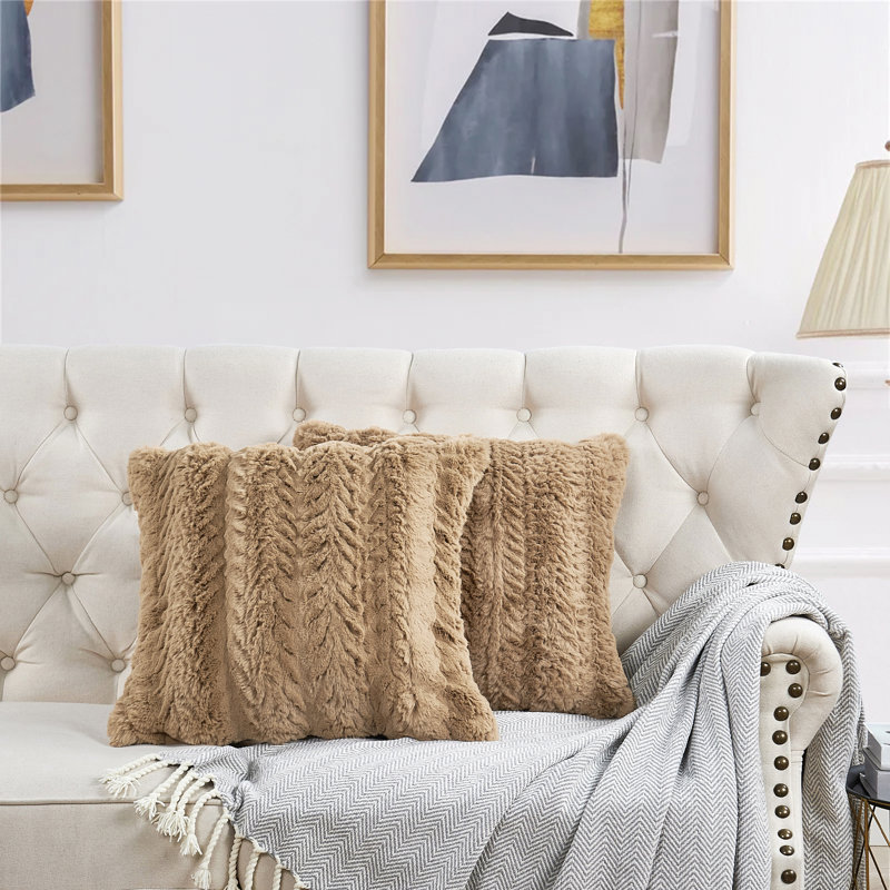 Chevron Brown Square Throw Pillow Cover