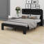 Base de lit en bois avec ports USB et tête de lit avec éclairage DEL, rangement sous le lit-327649071-327649070