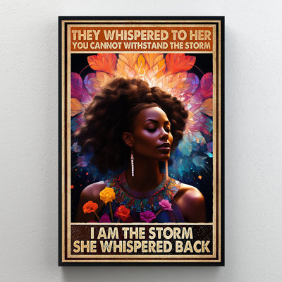 «I Am The Storm Woman with Petal Halo», art mural sur toile - décoration de salon, de chambre à coucher ou de bureau