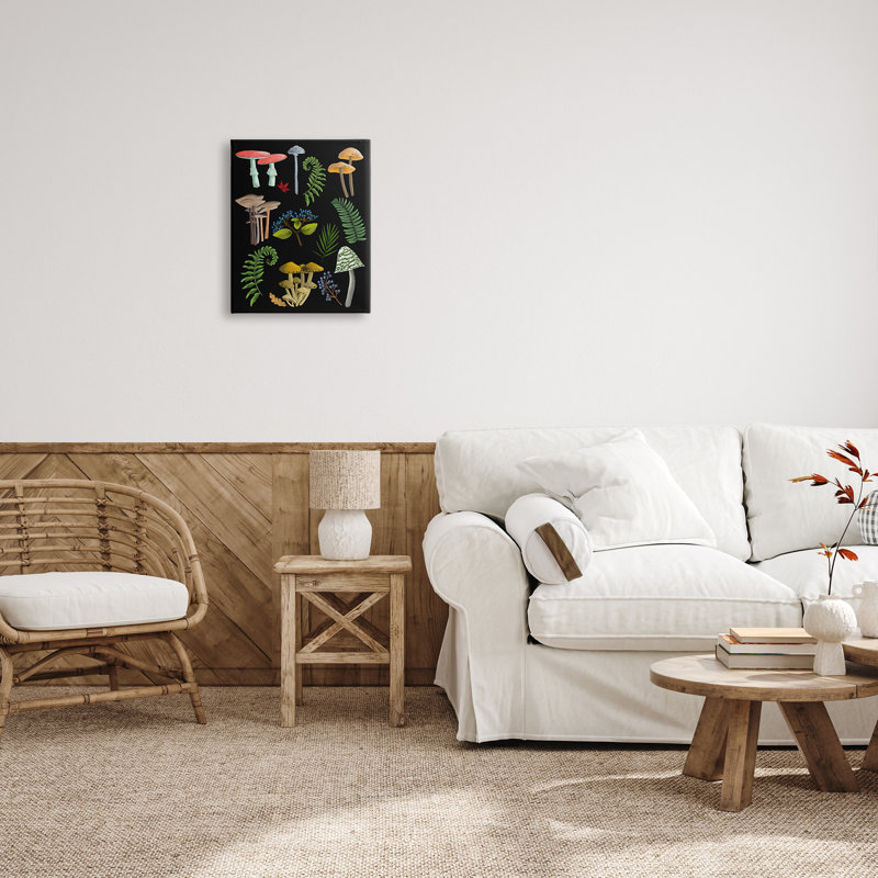 Forêt de champignons et de plantes sur toile par Regina Moore, H 20 po x l 16 po x P 1,5 po