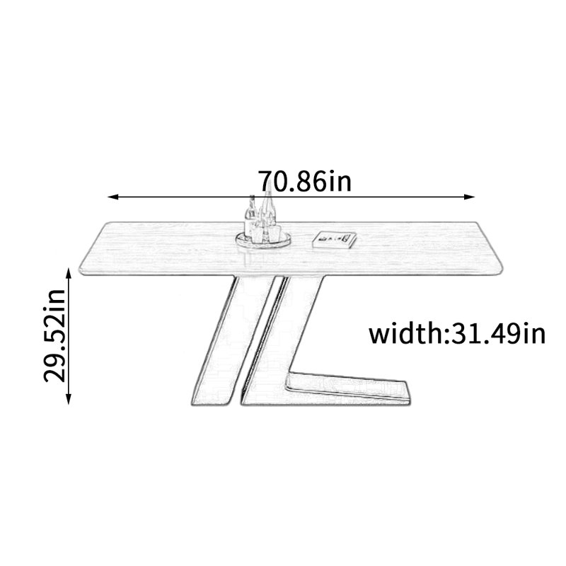 Durable Retro Design Rectangular Large Table, 29.52”H x 70.86”L x 31.49”W