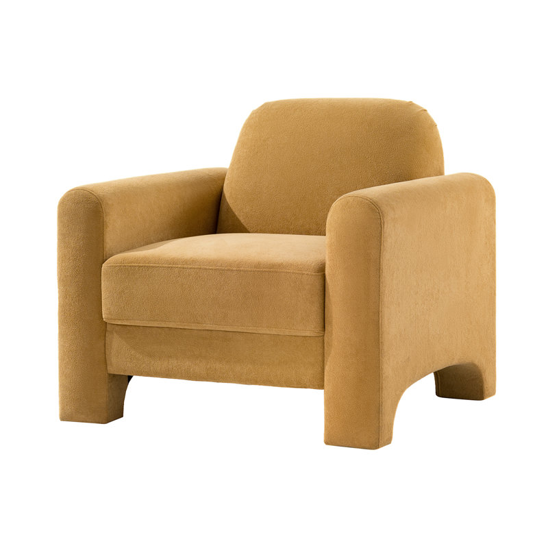 Gabriel Modern 91CM Wide Curved Chenille Armchair, Camel