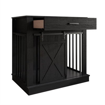 PET CRATE WITH DRAWER IN BLACK
