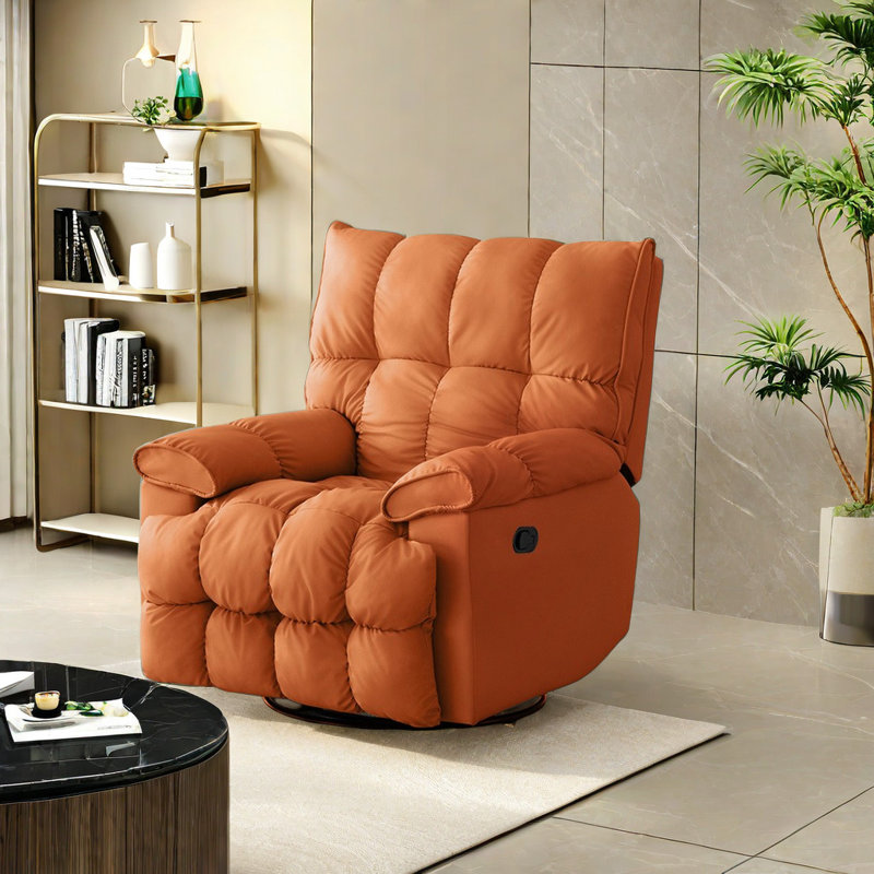 Stearl Swivel Recliner, Orange Leathaire
