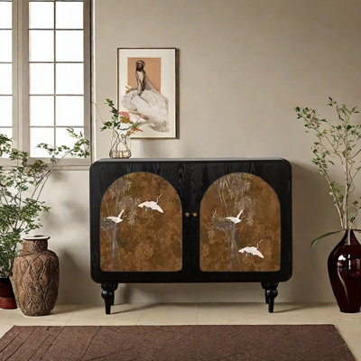 French style elegant solid wood accent cabinet