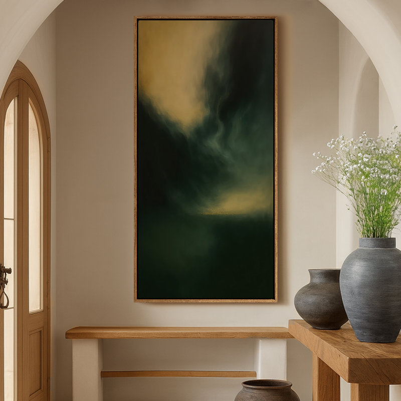 Très grand art mural rétro encadré pour art classique, H 60 po x l 30 po, Naturel