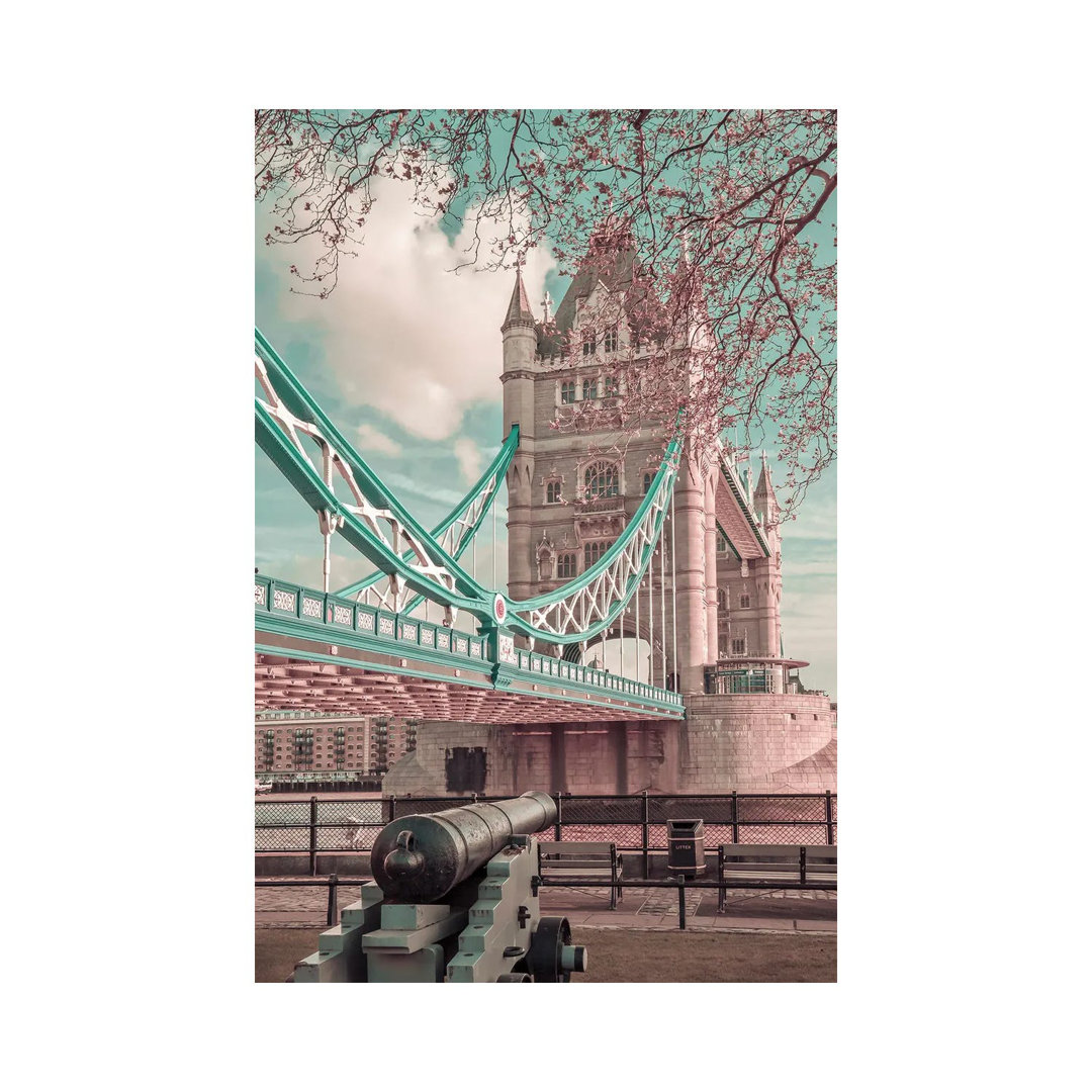 London Tower Bridge In Detail | Urban Vintage Style by Melanie Viola - Wrapped Canvas Print