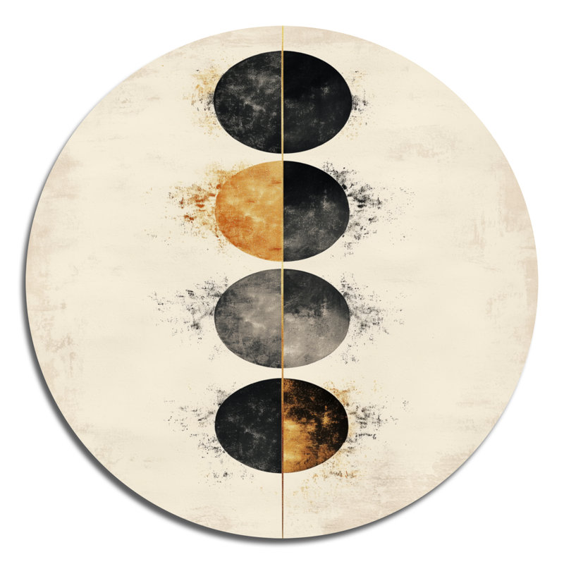 «Lunar Phases Abstract» - lune grand, art mural rond en métal, L 36 po x H 36 po