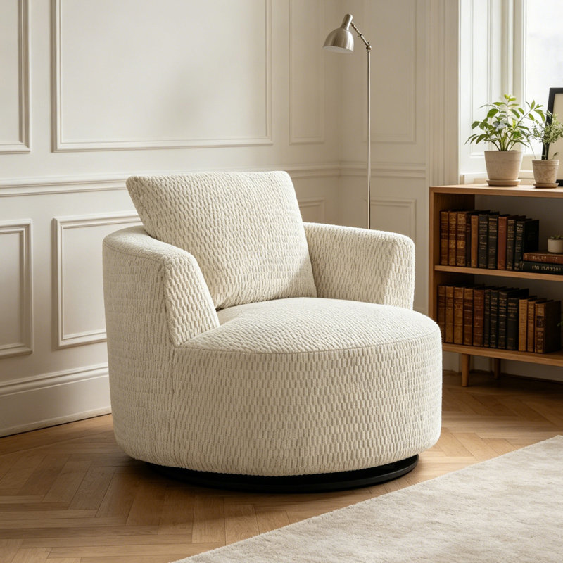 Chaise d'appoint pivotante à 360 °, chaise rembourrée Spring - crème
