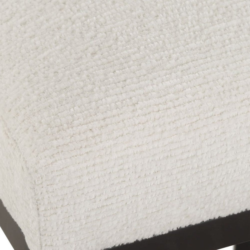 Tabouret de comptoir en fer noir mat avec tissu performance crème clair H 26 po x P 14 po x l 19 po