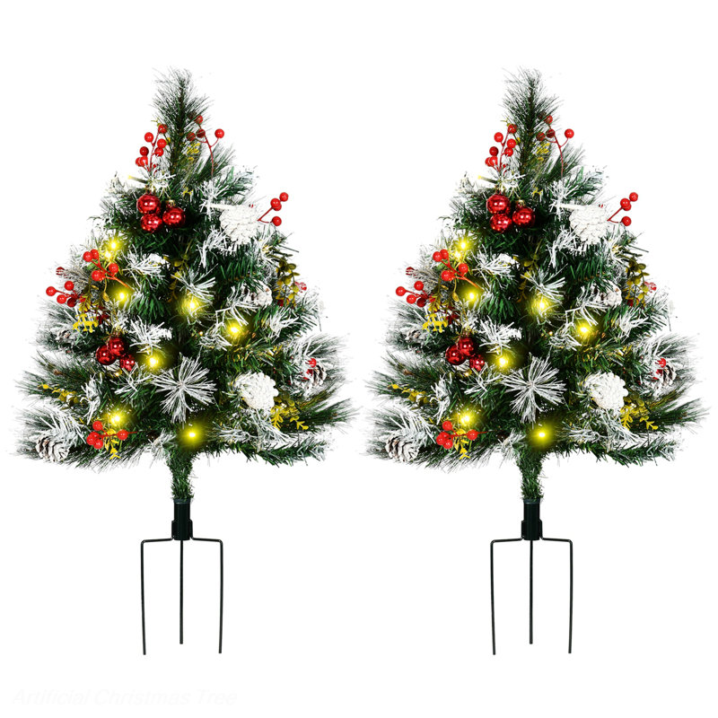 Petit arbre de Noël d'extérieur, arbre de Noël artificiel pré-éclairé avec 70 branches et lumières DEL