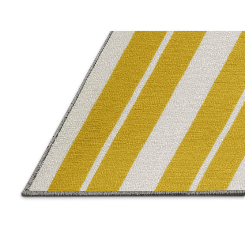 Tapis gris à rayures horizontales lavable à la machine, Carré 4 pi