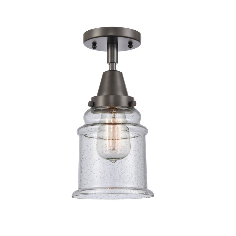 Plafonnier semi-encastré en verre Alvi, Bronze huilé, H 10 po x l 6 po x P 6 po, Bullé