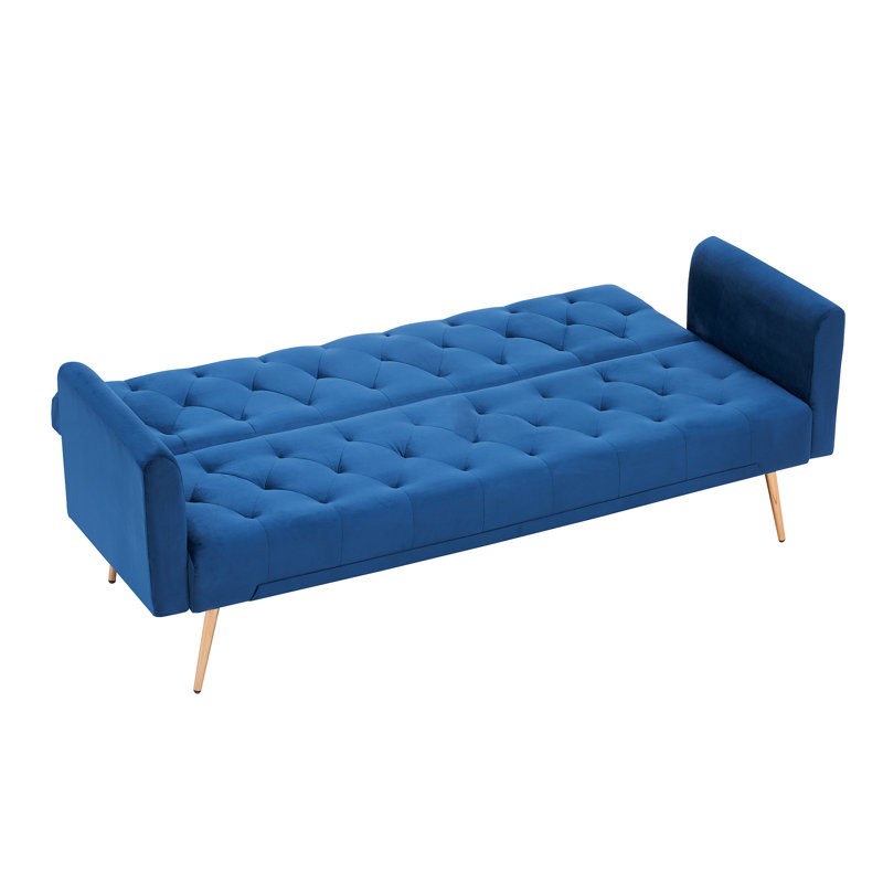 Canapé-lit en velours 71 po Glenston, Velours bleu