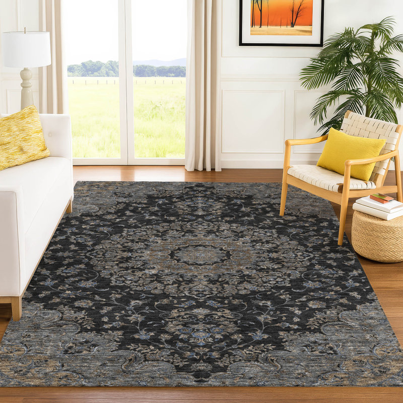 Tapis lavable à la machine intérieur / extérieur ACN2543 Global Chantille, Noir, 5 pi x 7 pi 6 po