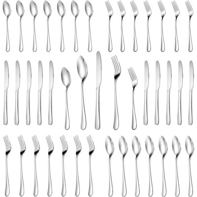 Service de vaisselle 30 pièces pour 6 personnes, ensemble de couverts en acier inoxydable de qualité supérieure, ensemble d'ustensiles de coutellerie poli miroir, ensemble de vaisselle de cuisine durable, comprend une cuillère à couteau fourchette, va au lave-vaisselle