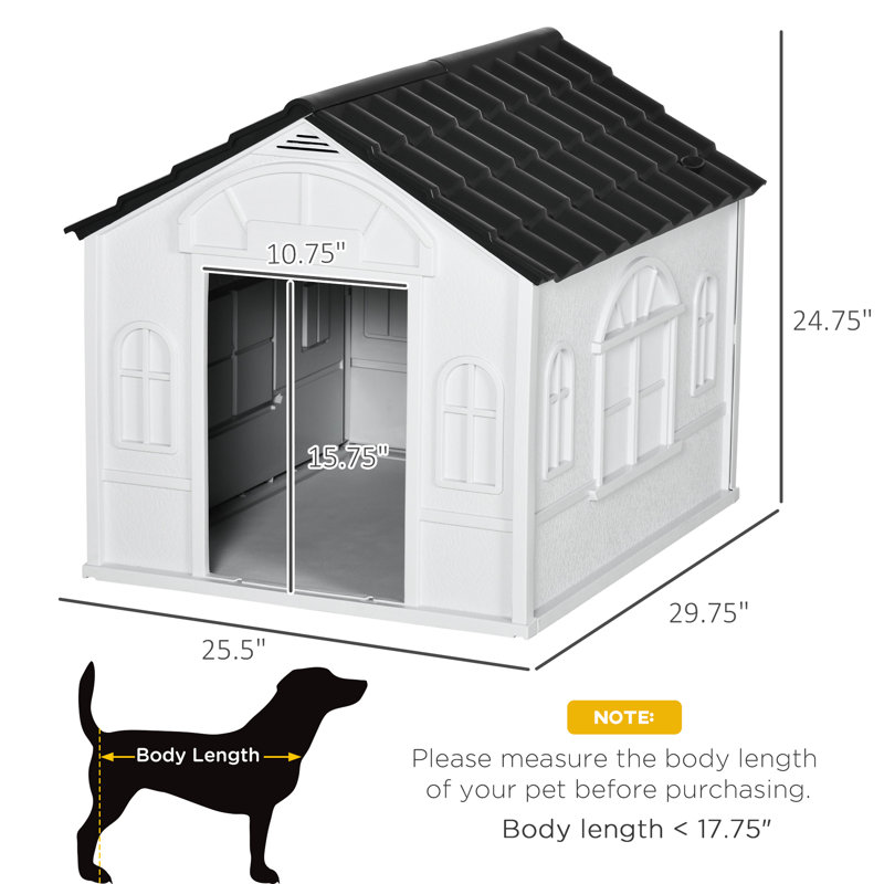 Niche moyenne pour chien - gris, imperméable, fonction de ventilation, abri mignon, facile à assembler à l'intérieur et à l'extérieur
