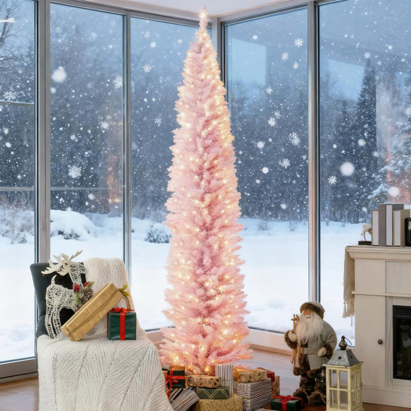 Arbre de Noël 8 pi, H 8 pi, Rose