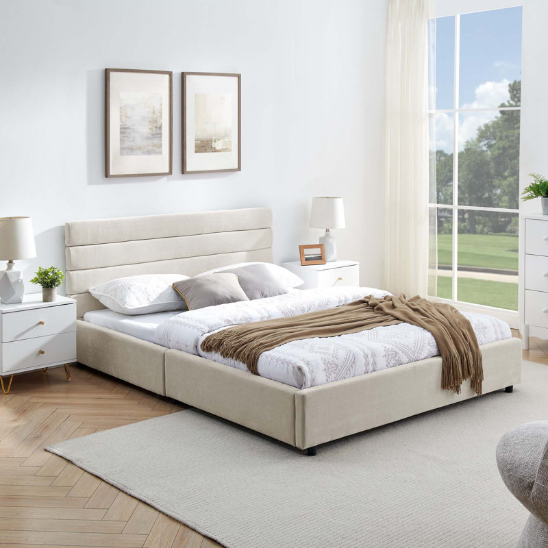 Structure de lit Ishaan, Beige