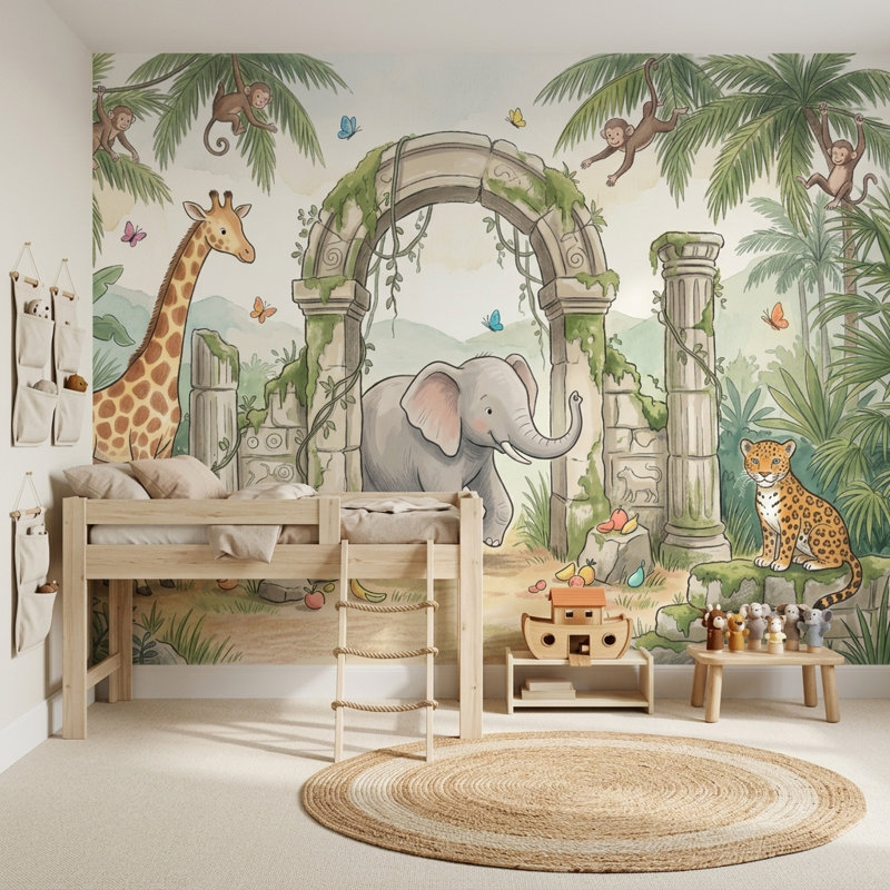 Papier peint jungle tropicale, Texturé non collé, 140 po x 108 po