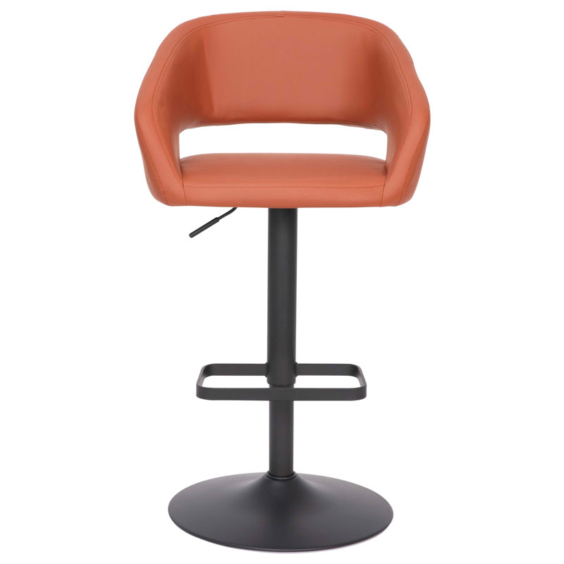 Amberlie Modern Upholstered Adjustable-Height Barstool with Footrest by Flash Furniture, Cognac, 1, Black